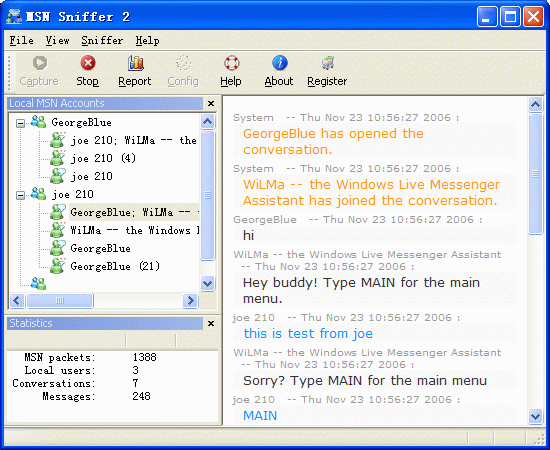 MSN Sniffer - simple MSN chat monitor for your network