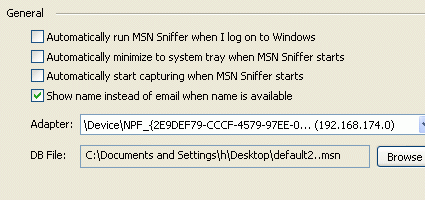 Configure MSN Sniffer